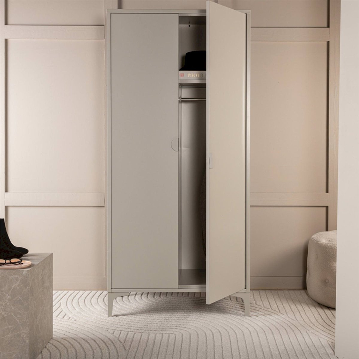 Armoire 2 portes en métal collection PIRING gris, RECOLLECTION