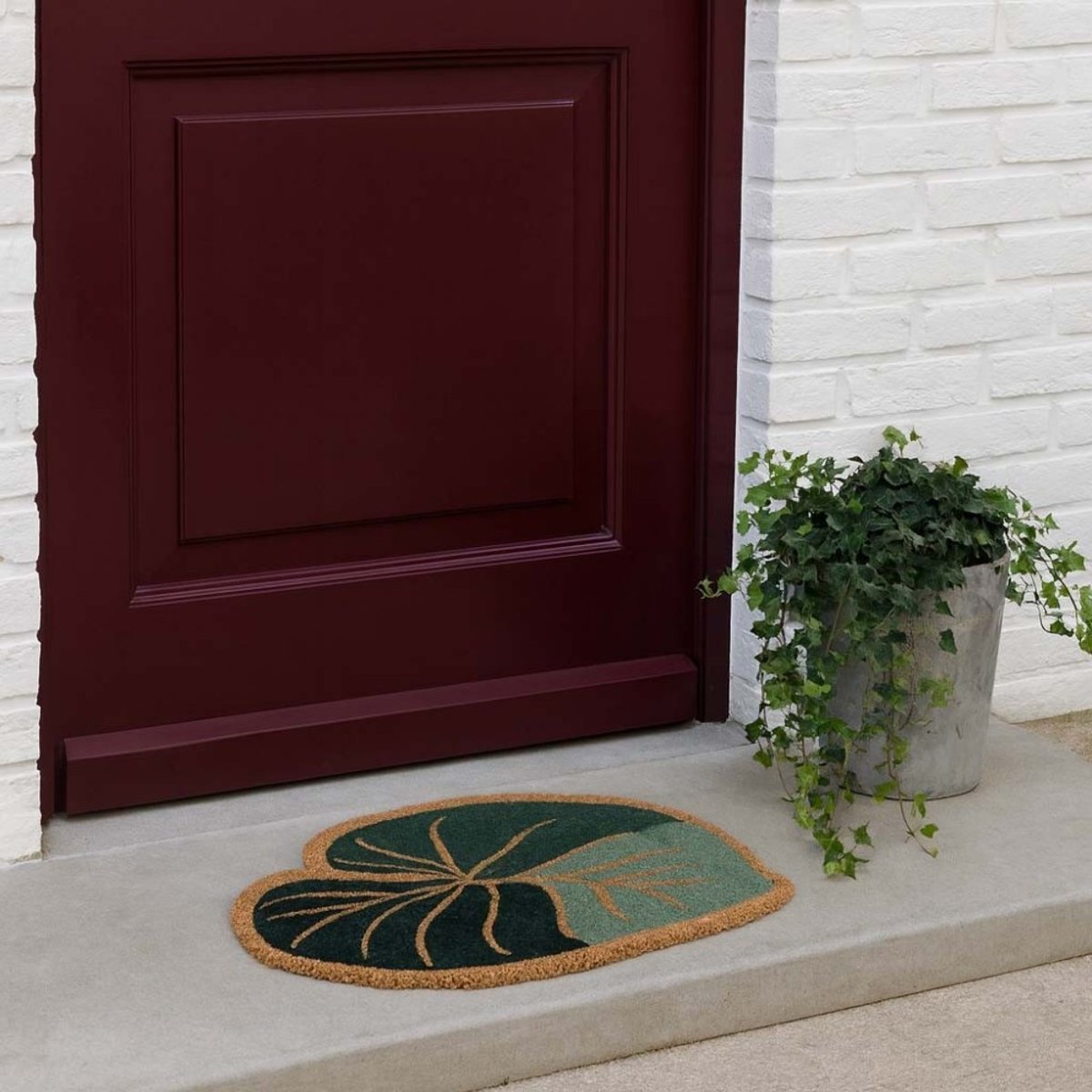 Paillasson forme feuille 40x60cm vert, ORNAMI