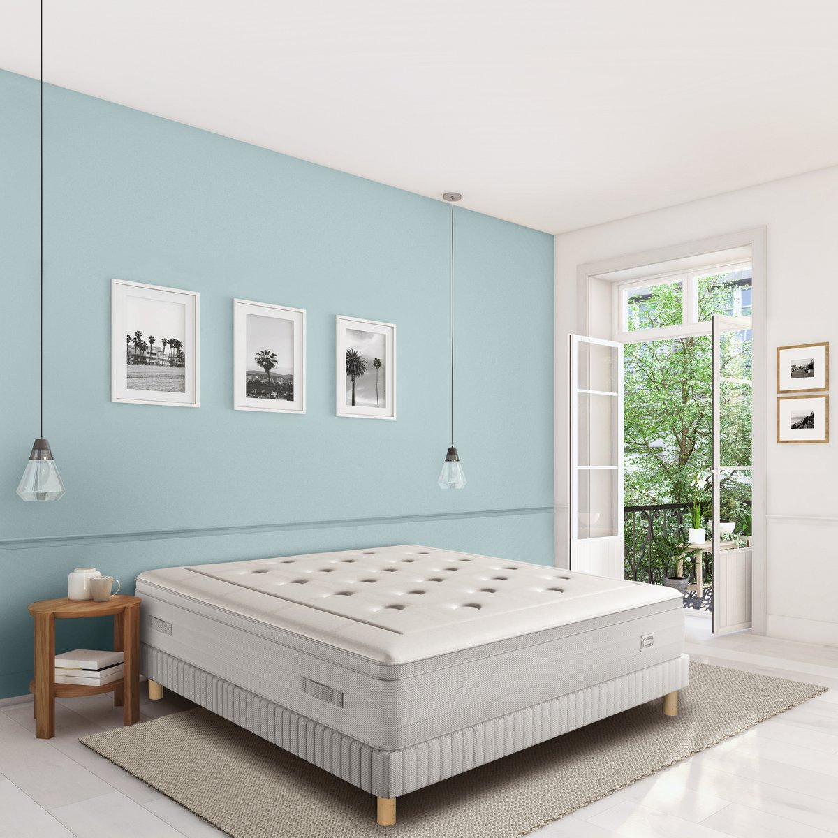 Ens REFLEXION 180x200 matelas H33 Hybride, ferme, 2 sommiers blanc, SIMMONS