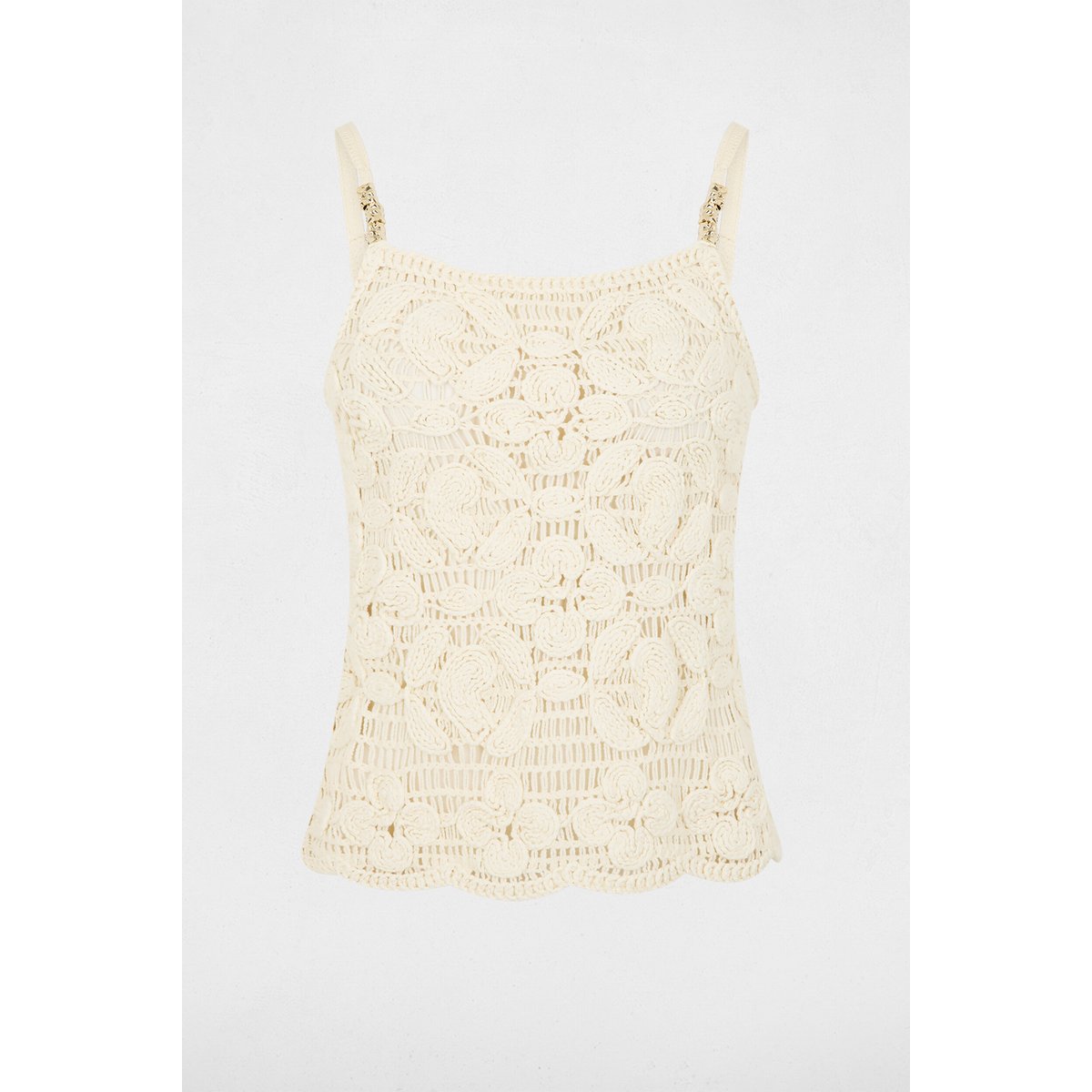 Top ajusté bretelles fines beige clair, MORGAN