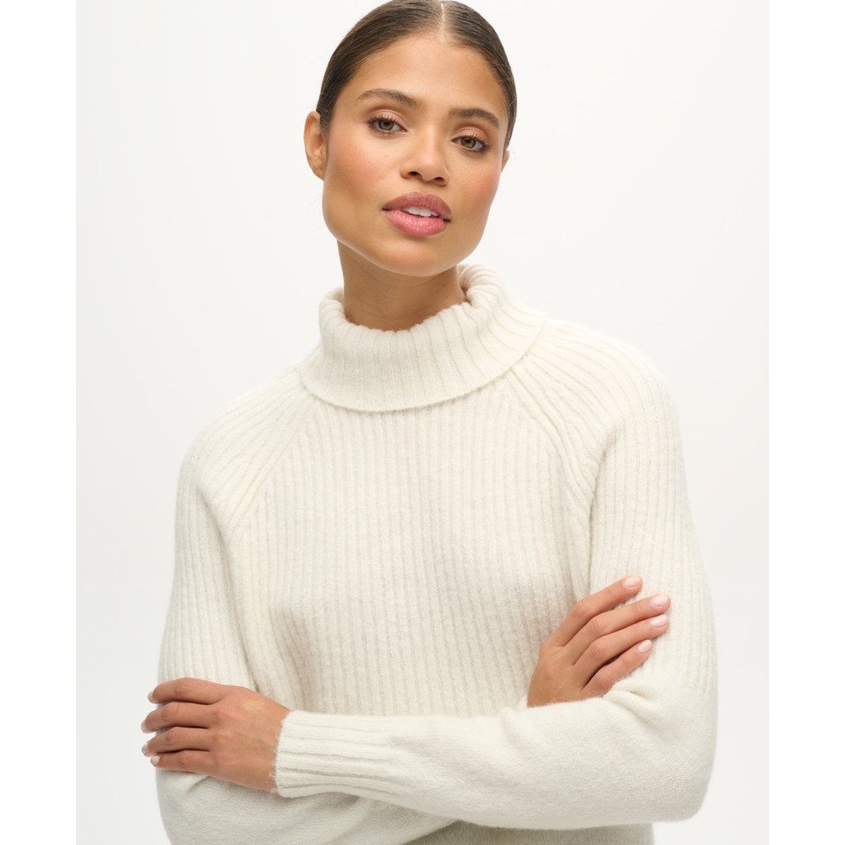Pull en maille côtelée Essential écru, SUPERDRY