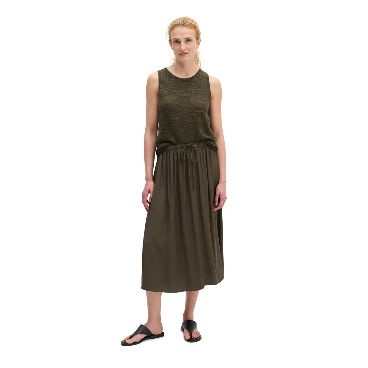 Jupe évasée en LENZING™ ECOVERO™ marron foncé, MARC O'POLO