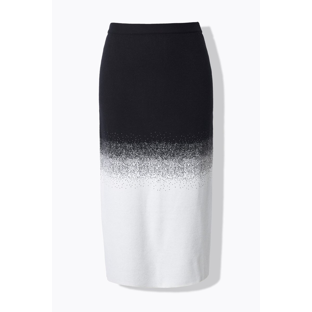 Jupe midi en maille à dégradé de couleurs noir, ULLA POPKEN