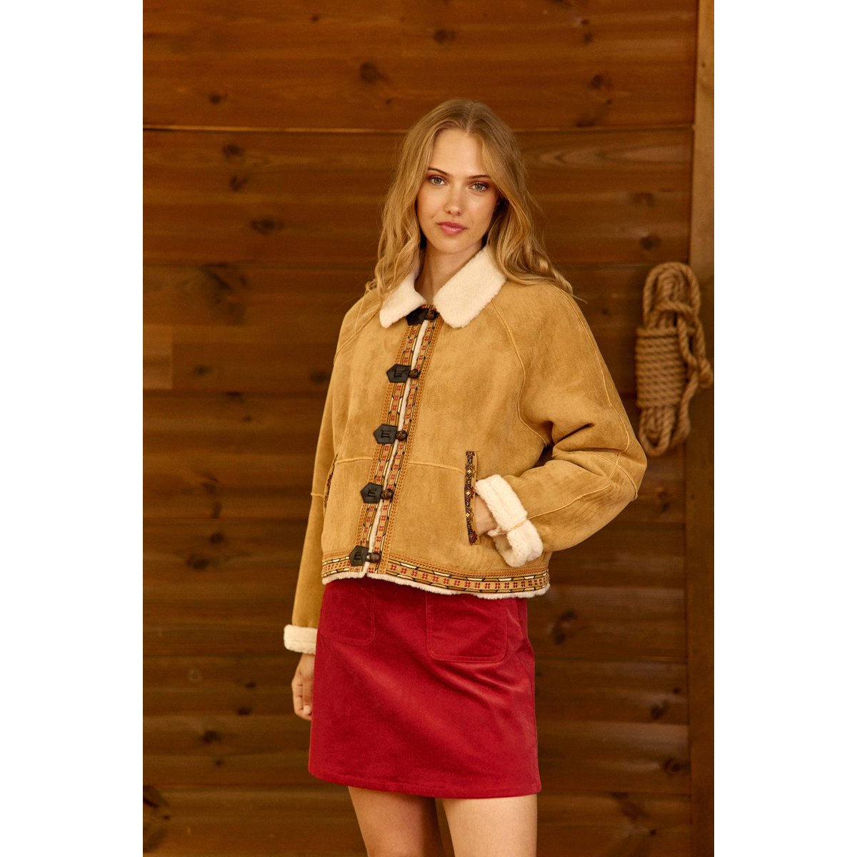 MANTEAU imprimé ethnique VACY 15-camel, LA PETITE ETOILE