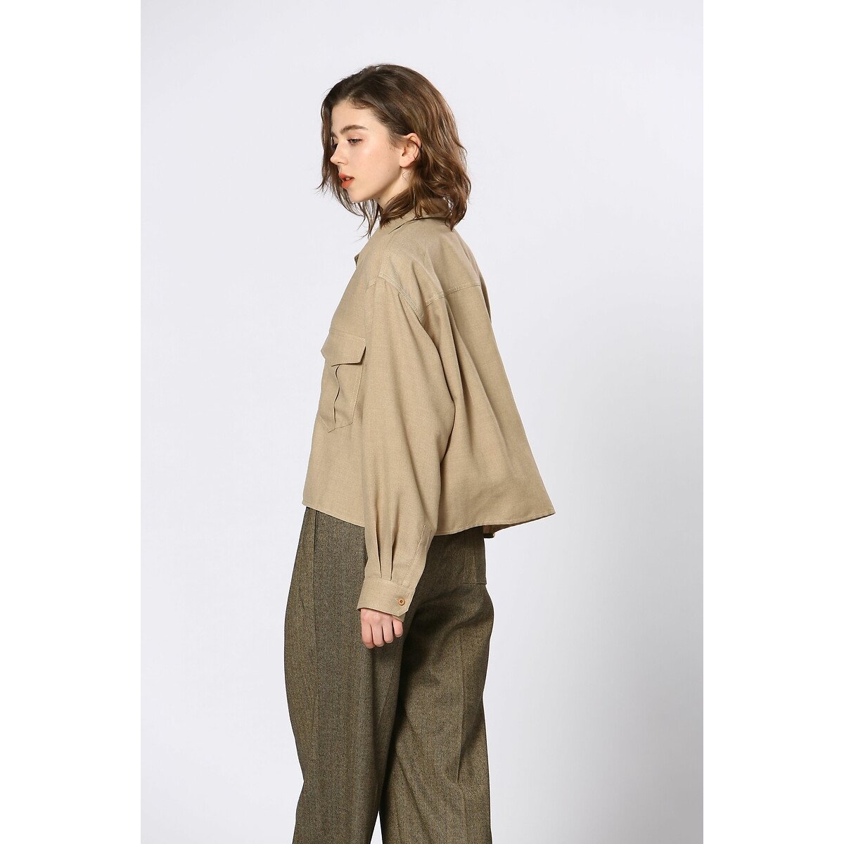 Long Sleeve Blouse beige, SEE U SOON