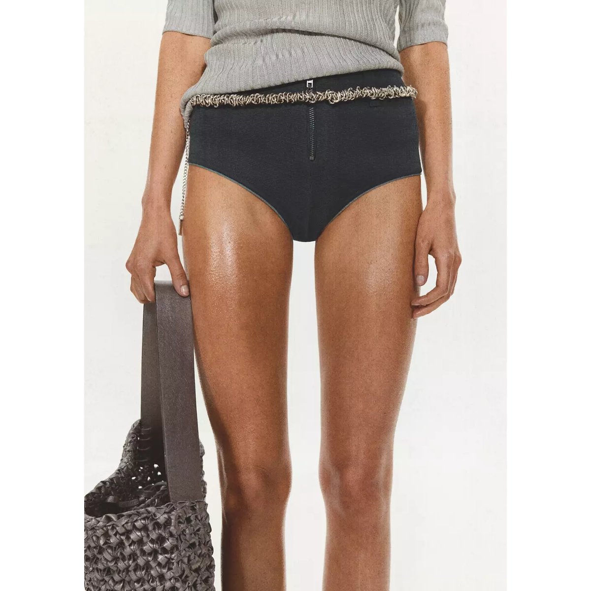Mini-short en maille avec finitions contrastantes bleu foncé, MANGO