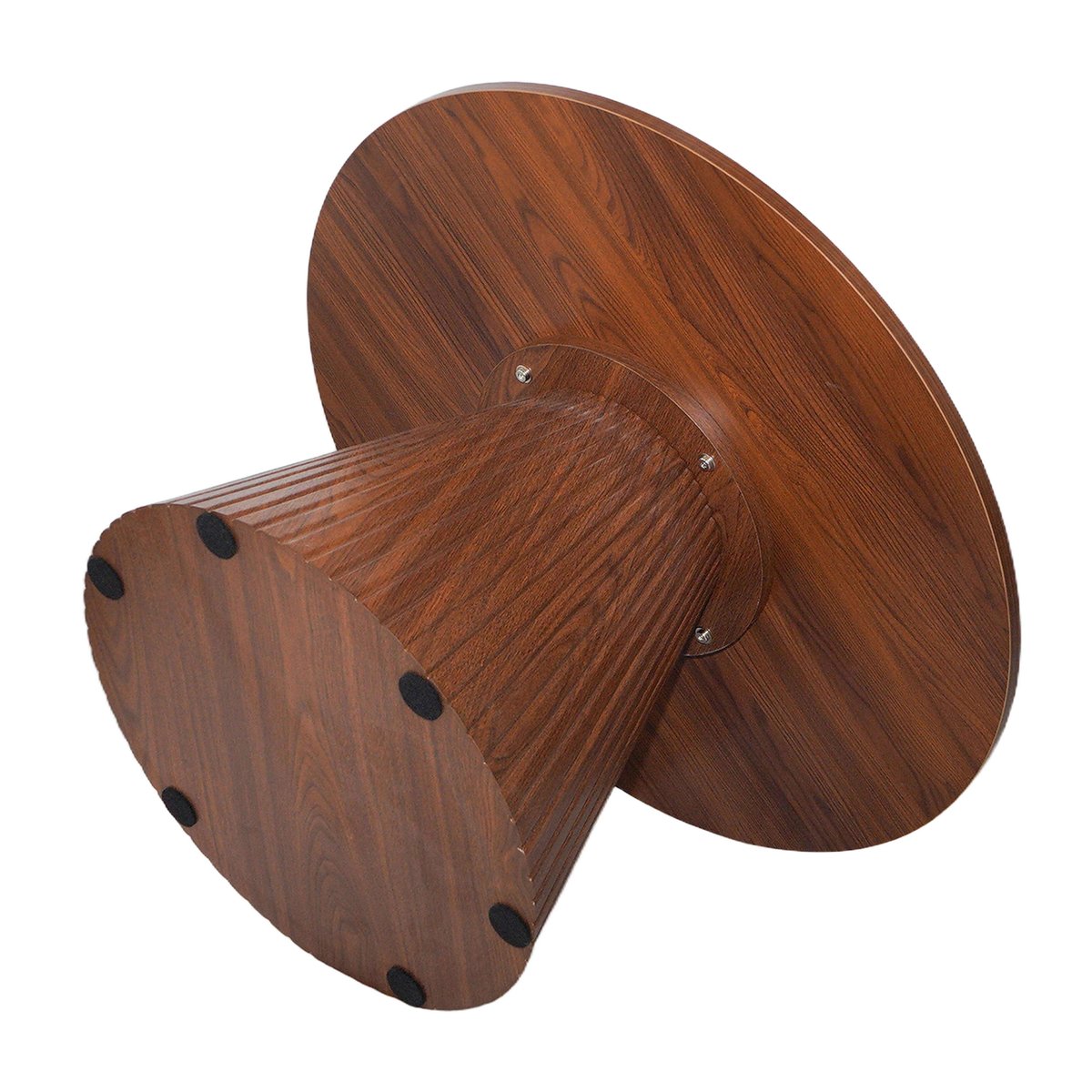 Table basse effet bois ronde 80 x 45 cm, LESLY bois foncé, OVIALA