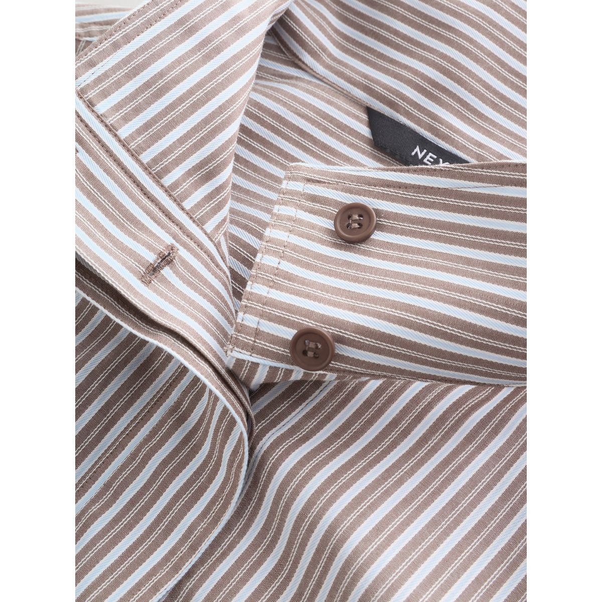 Chemise bomber à col cheminée rayures marron chocolat/bleu, NEXT