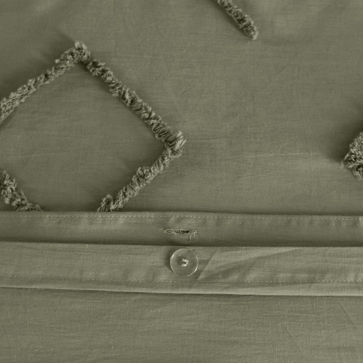 Parure de lit coton tuftée géométrique vert, COTE DECO