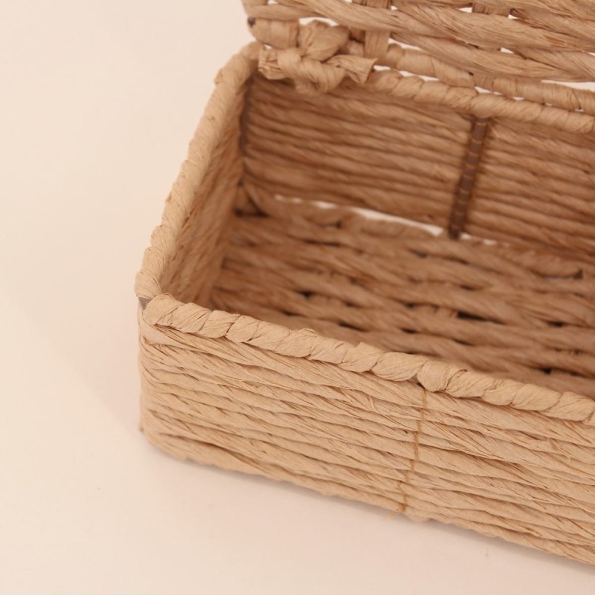 Lot de 2 boites en corde papier armatures métal beige, ORNAMI