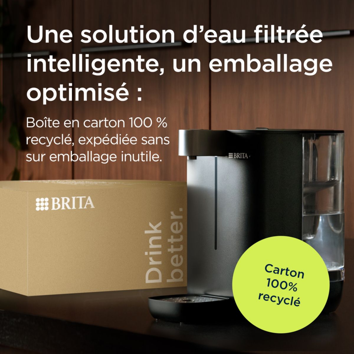 Fontaine à eau CUBE (4.0 L) technologie UV-C + 1 filtre à eau MAXTRA PRO Expert anti-tartre couleur unique, BRITA