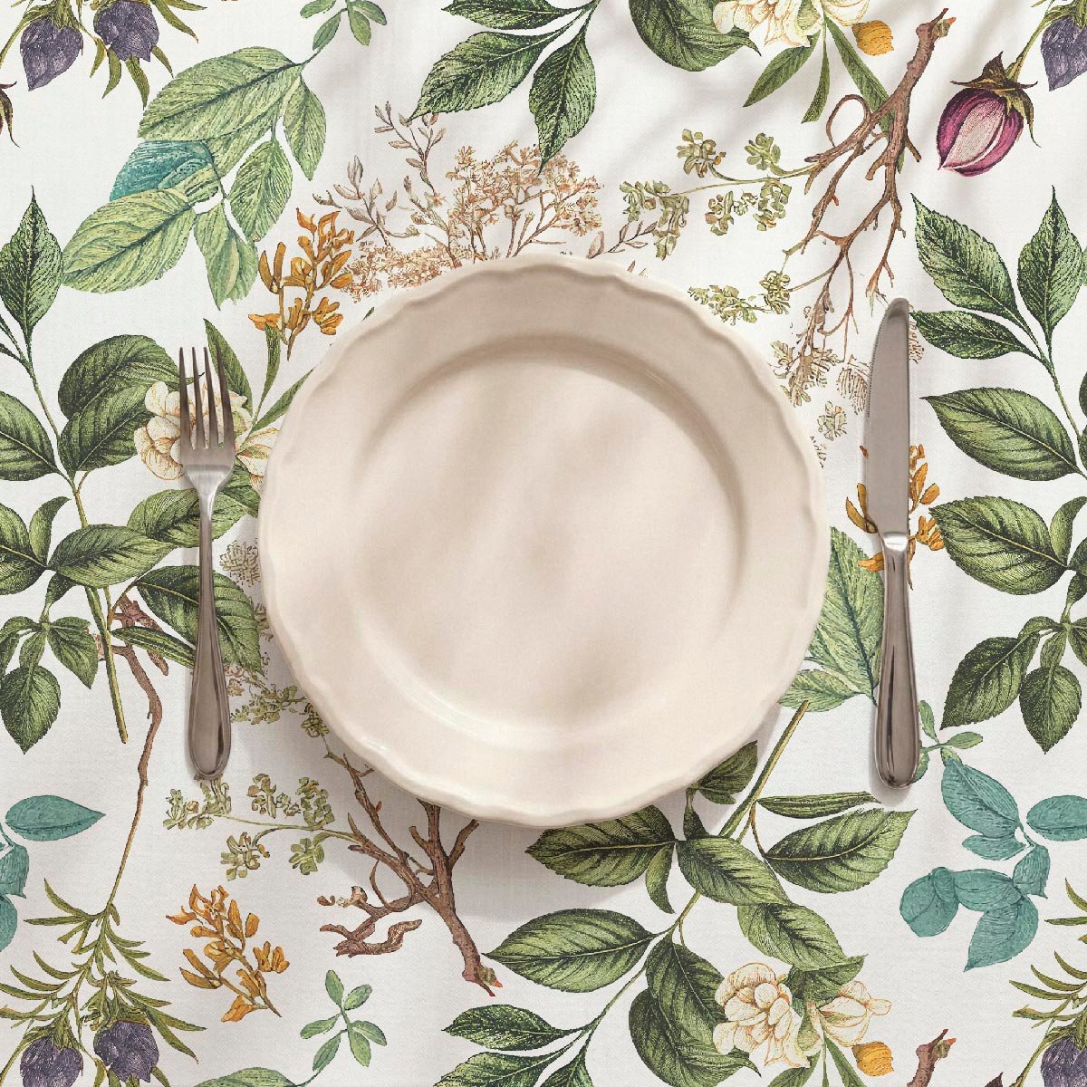 Nappe anti-taches Botanic - 100% coton - vert, NAF NAF HOME