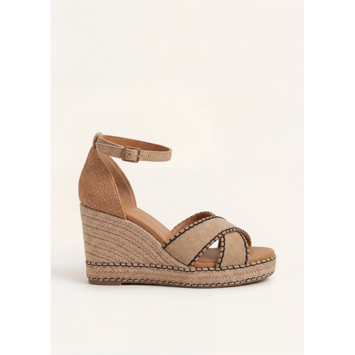 Espadrilles à talons compensés beige, LA FEE MARABOUTEE