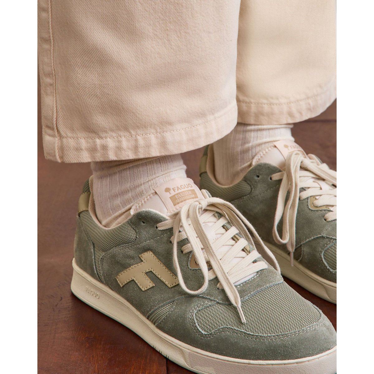 Baskets basses suede tissu PALMER kaki foncé, FAGUO