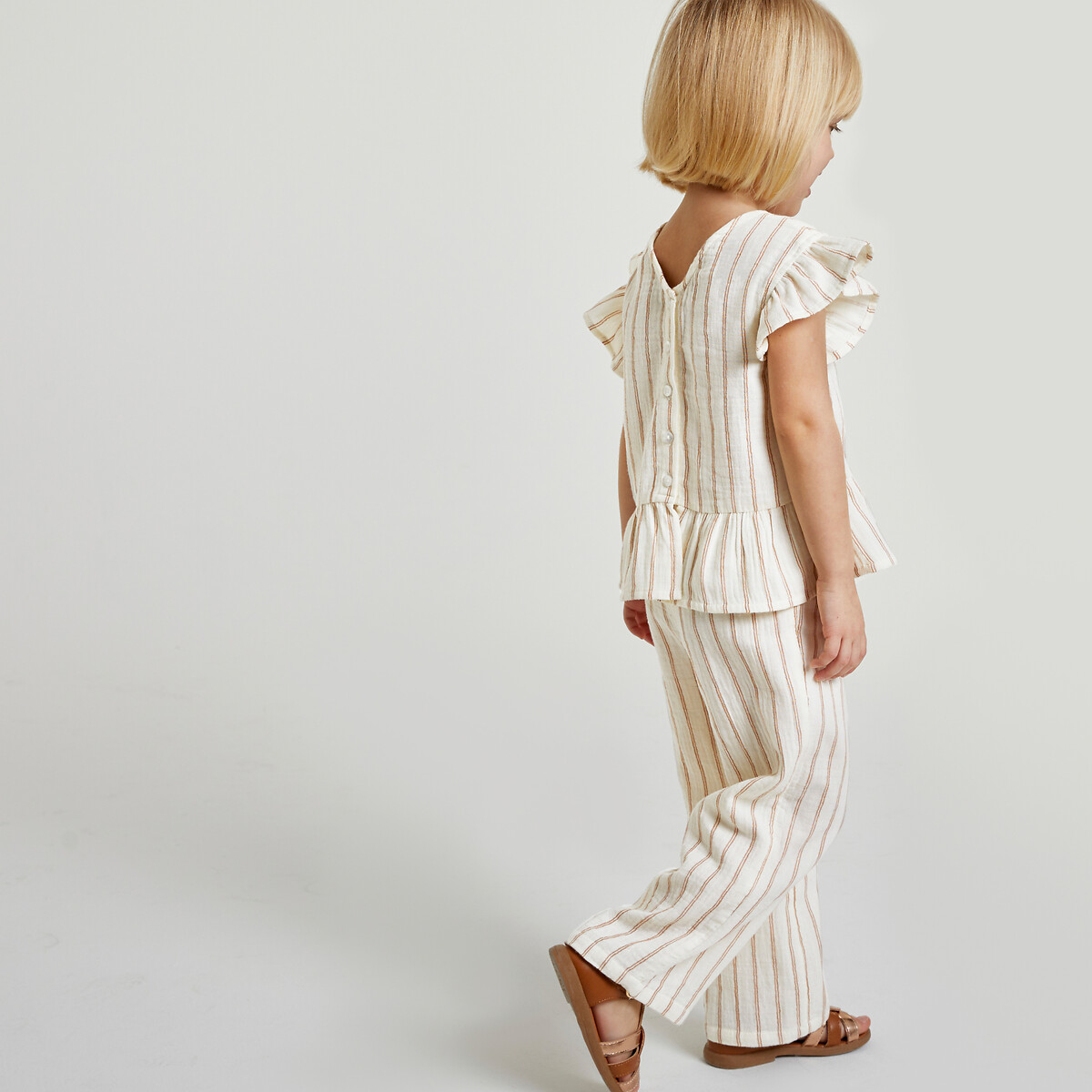 Ensemble 2 pièces blouse et pantalon rayé ecru, LA REDOUTE COLLECTIONS