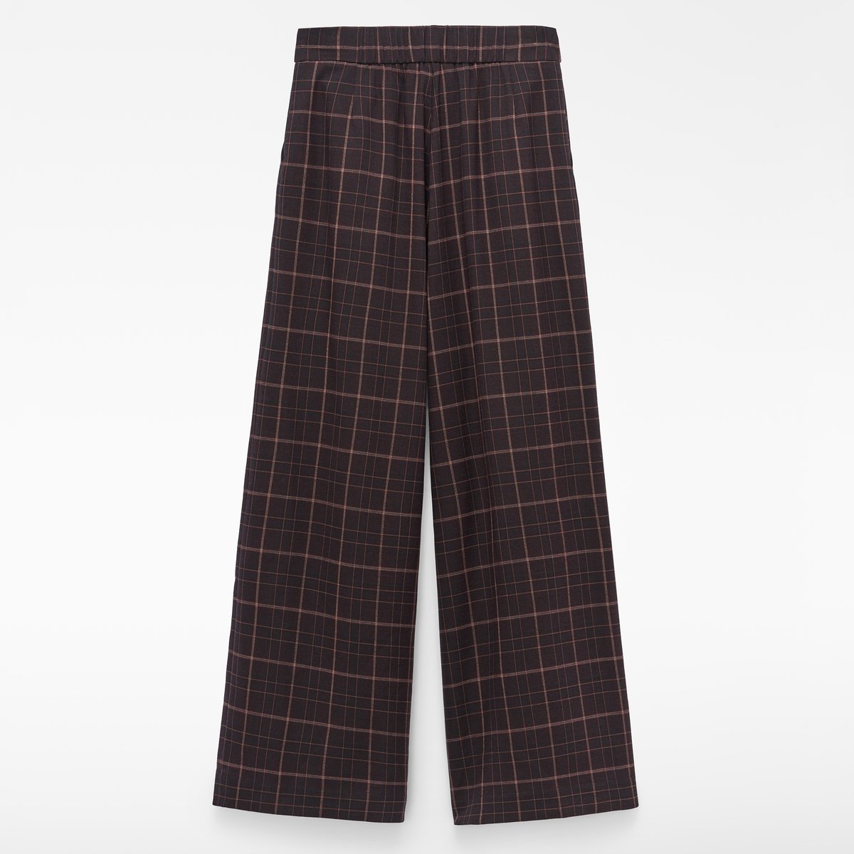 Pantalon large à carreaux avec double pince carré rouge, ADOLFO DOMINGUEZ