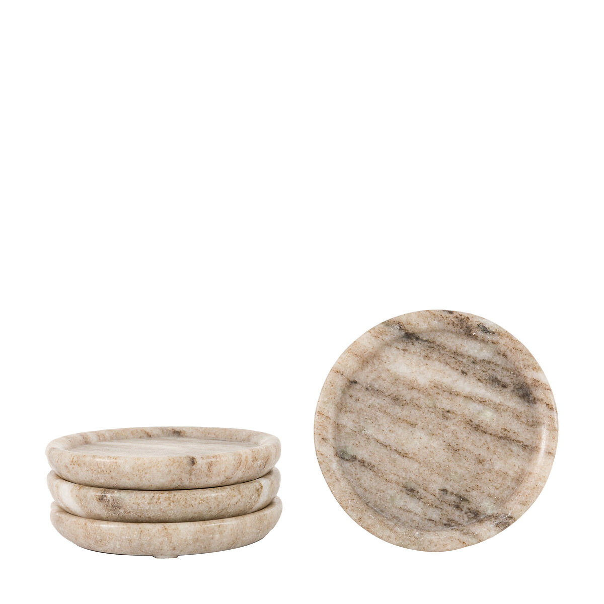 Set of 4 Novi Round Coasters in Beige Marble natural, SO'HOME