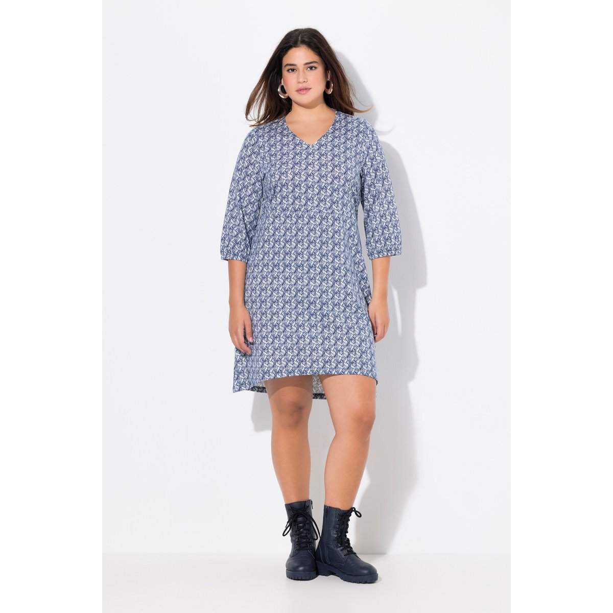 Robe en jersey coupe trapèze bleu encre, ULLA POPKEN