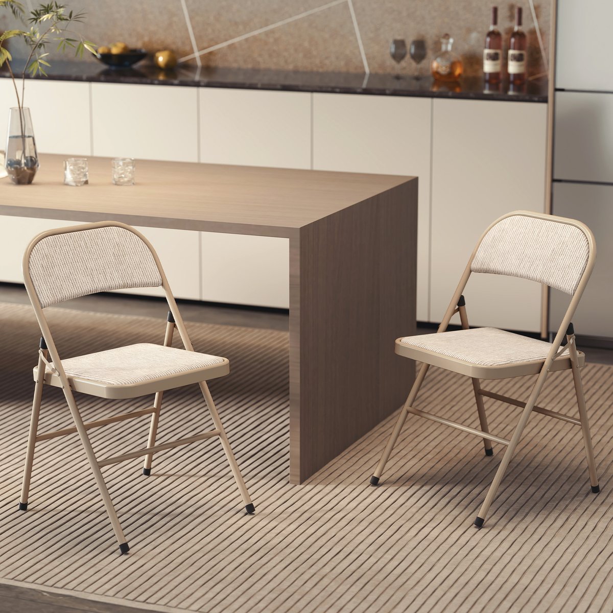 Chaise pliante Polyester Beige beige, HOMCOM