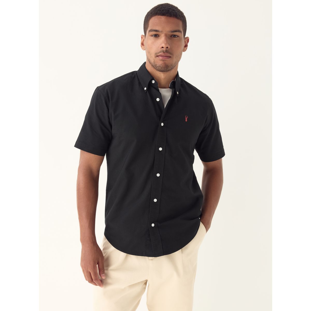 Chemise oxford à manches courtes noir, NEXT