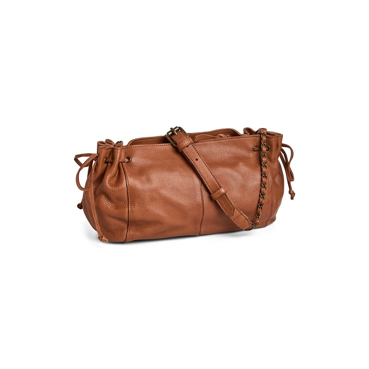 Pihanna Leather Handbag cognac, PIECES