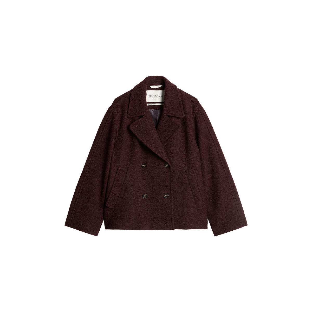 Veste caban coupe classique en laine bouillie italienne rouge, MARC O'POLO