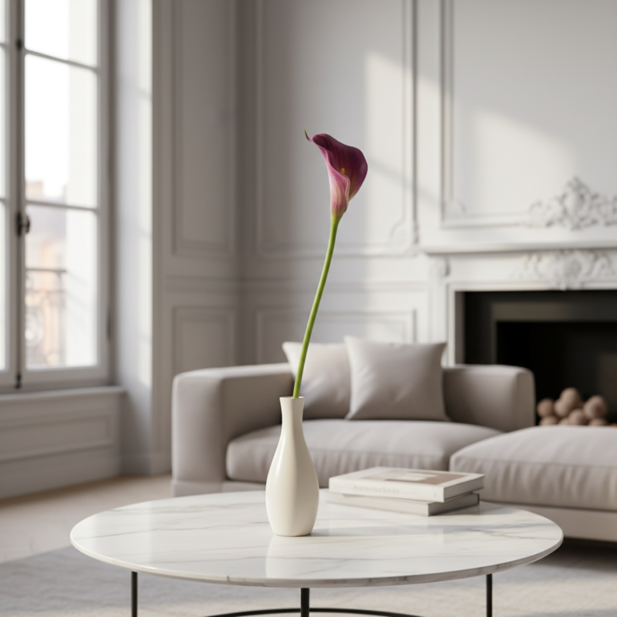 Tige d'arum artificielle H78 violet, SIA DECO