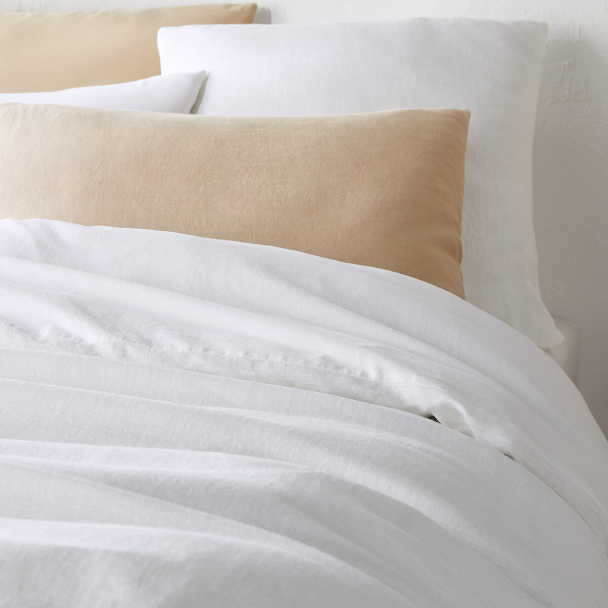 Housse de couette biface lin et coton lavés Annaba blanc, LA REDOUTE INTERIEURS