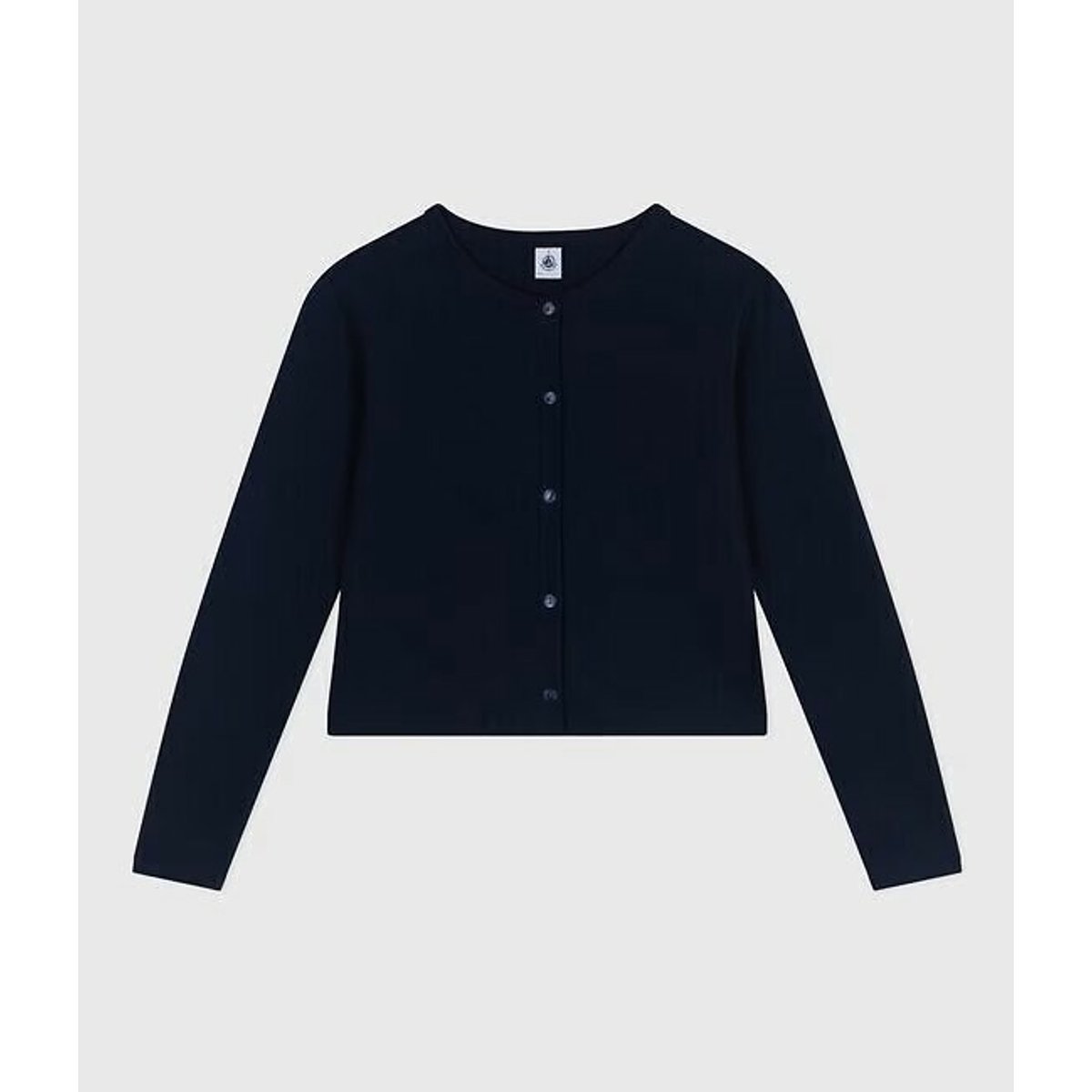 Cardigan femme en coton uni bleu marine, PETIT BATEAU