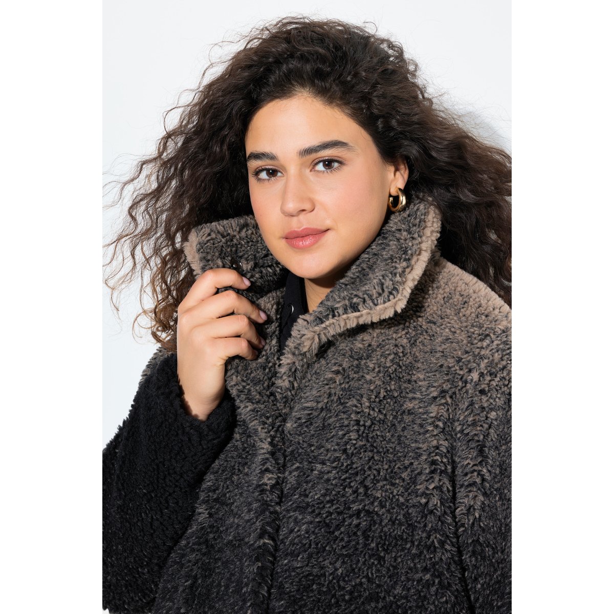 Manteau en polaire bouclée noir, ULLA POPKEN