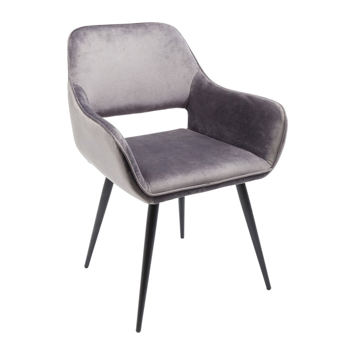 Chaise avec accoudoirs en velours, SAN FRANCISCO bleu pétrole, KARE DESIGN
