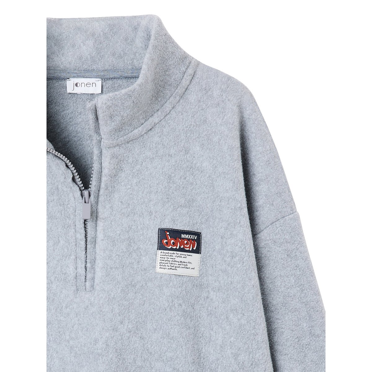 Sweat polaire col montant gris chiné, JONEN