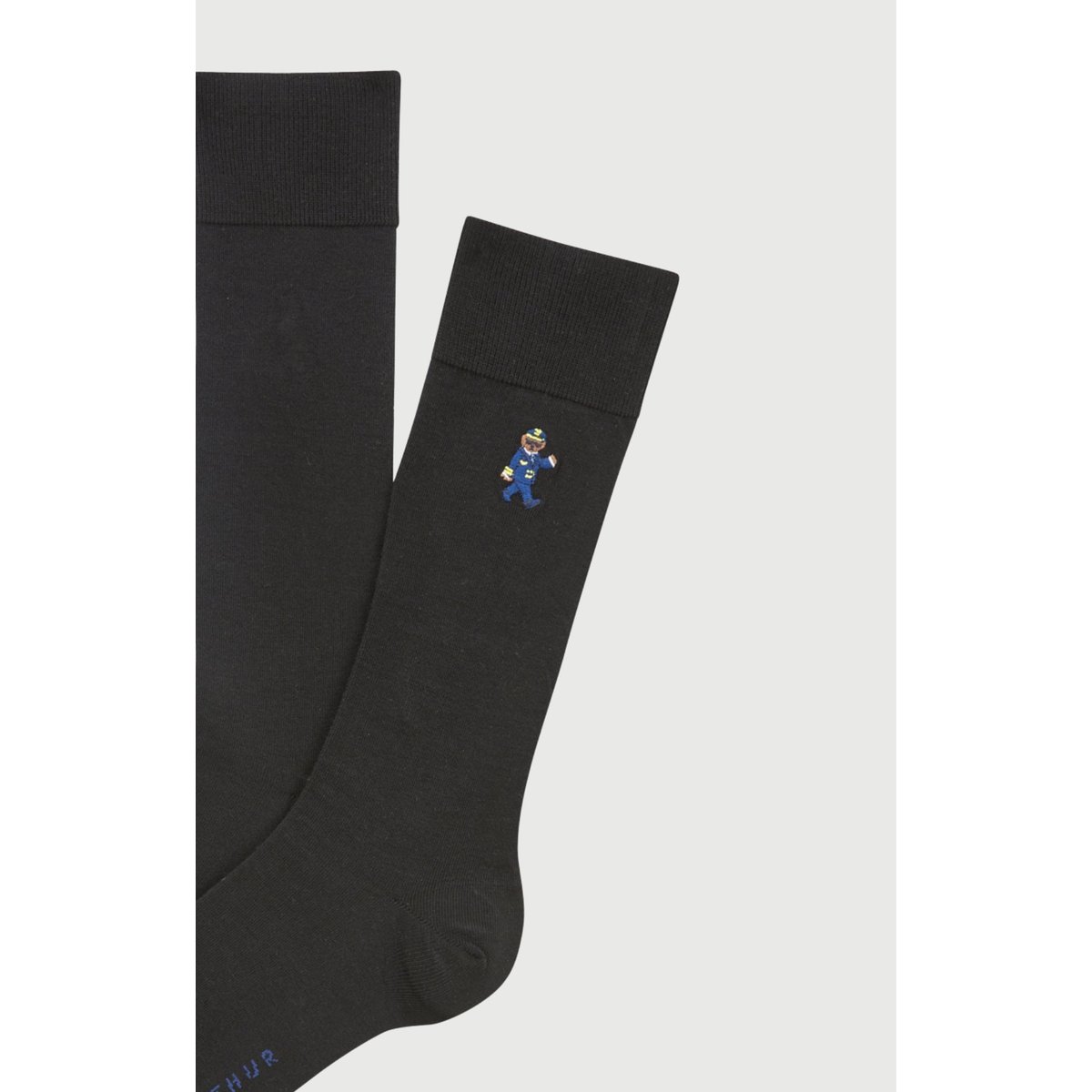 Chaussettes brodées en coton imprimé Pilote de lit noir, ARTHUR