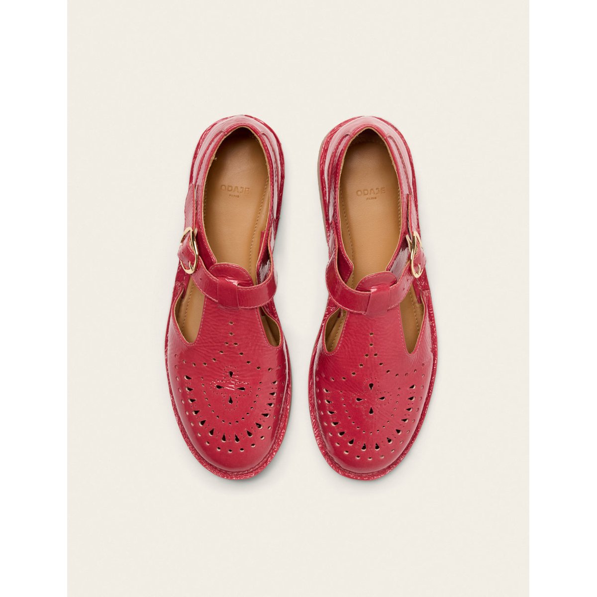 Derbies ARIO cuir plissé verni rose, ODAJE