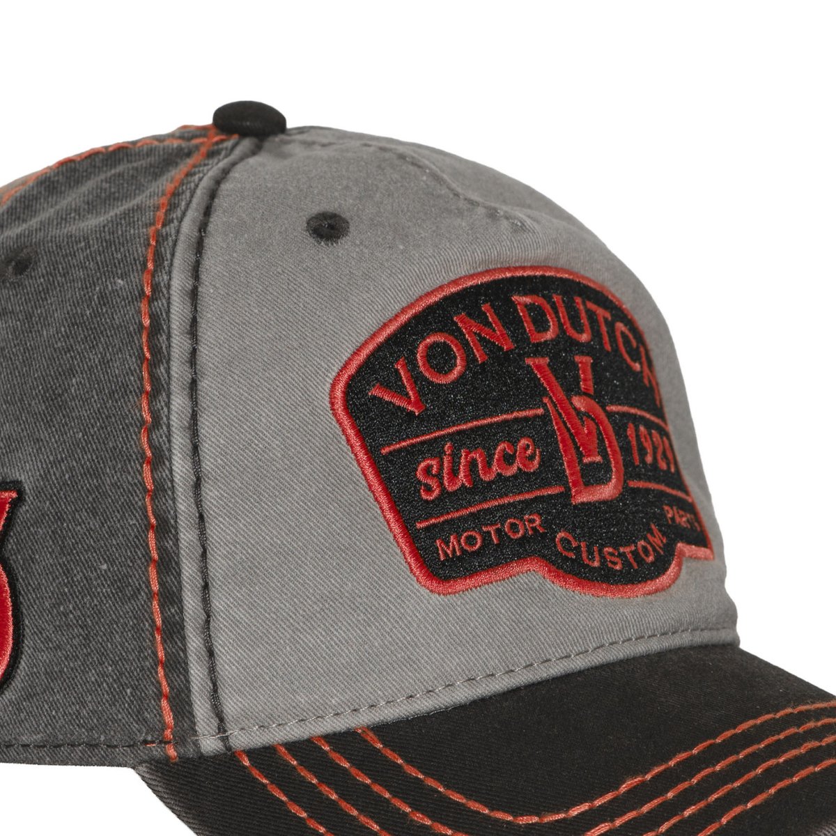 Casquette baseball RETRO gris clair/gris foncé/noir/orange, VON DUTCH