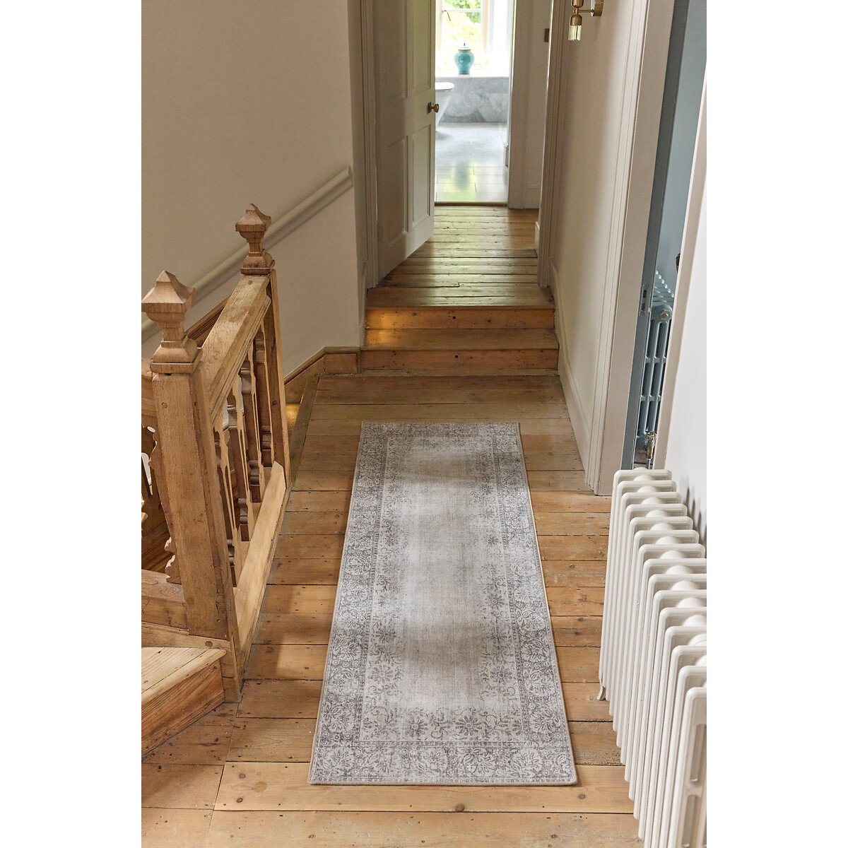 Brocade Border Eco-Washable Runner Rug grey, HUG RUG