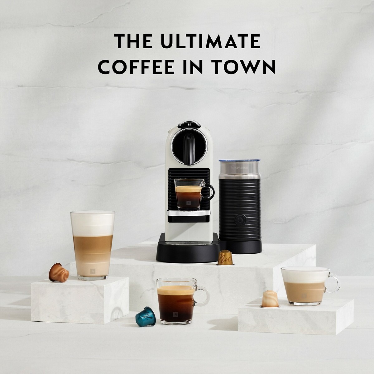 Nespresso by De'longhi Citiz Coffee Pod Machine with Aeroccino white, NESPRESSO
