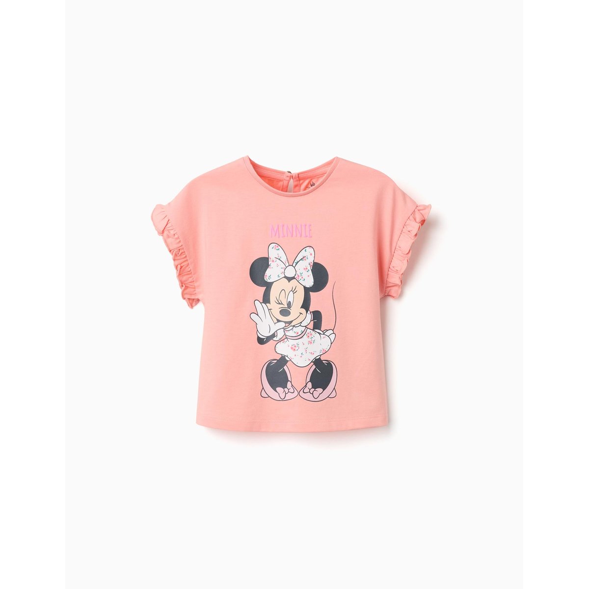 T-shirt en coton avec imprimé Minnie et volants saumon, ZIPPY