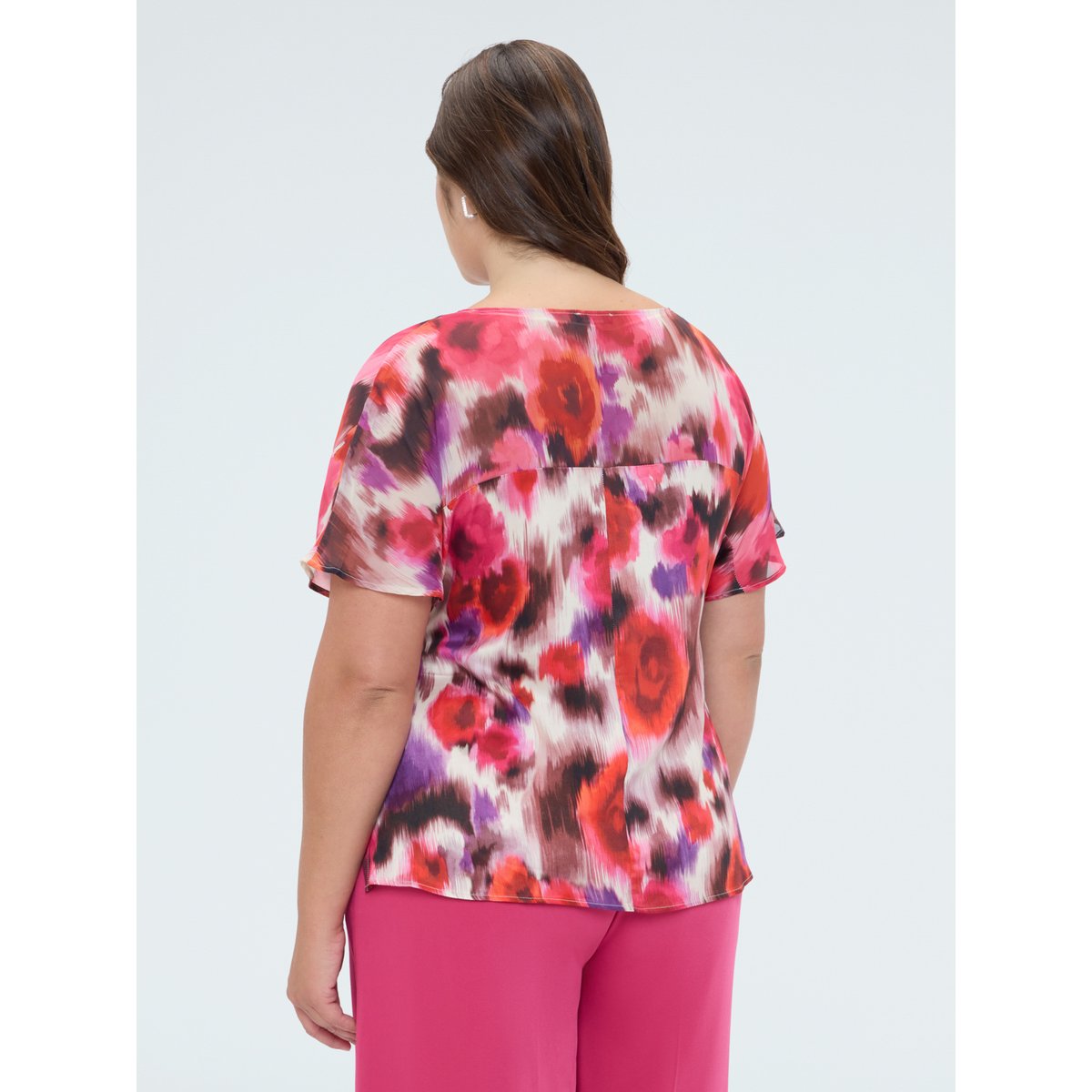Blouse à imprimé fleuri fuchsia, FIORELLA RUBINO