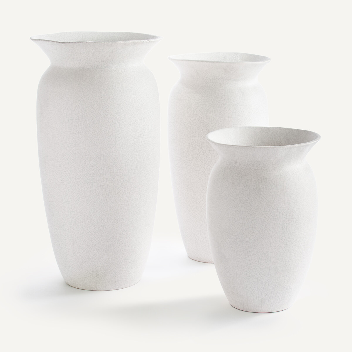 Vase Estre aus Craquelé-Steingut, H40 cm kreide, AM.PM
