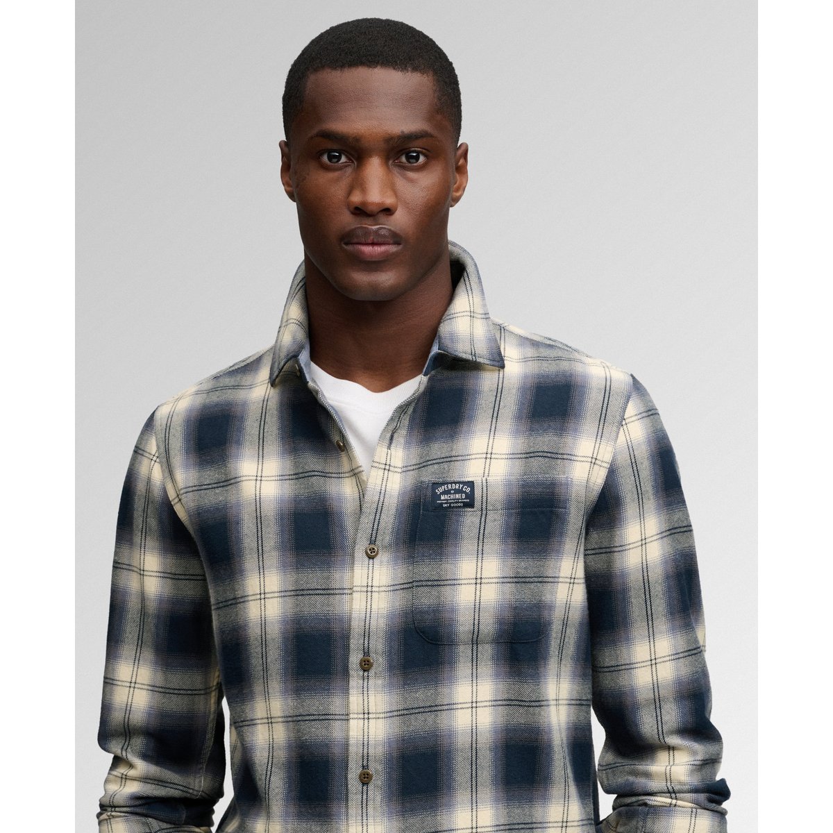 Chemise Lumberjack en Coton à Manches Longues bleu marine cèdre à carreaux, SUPERDRY