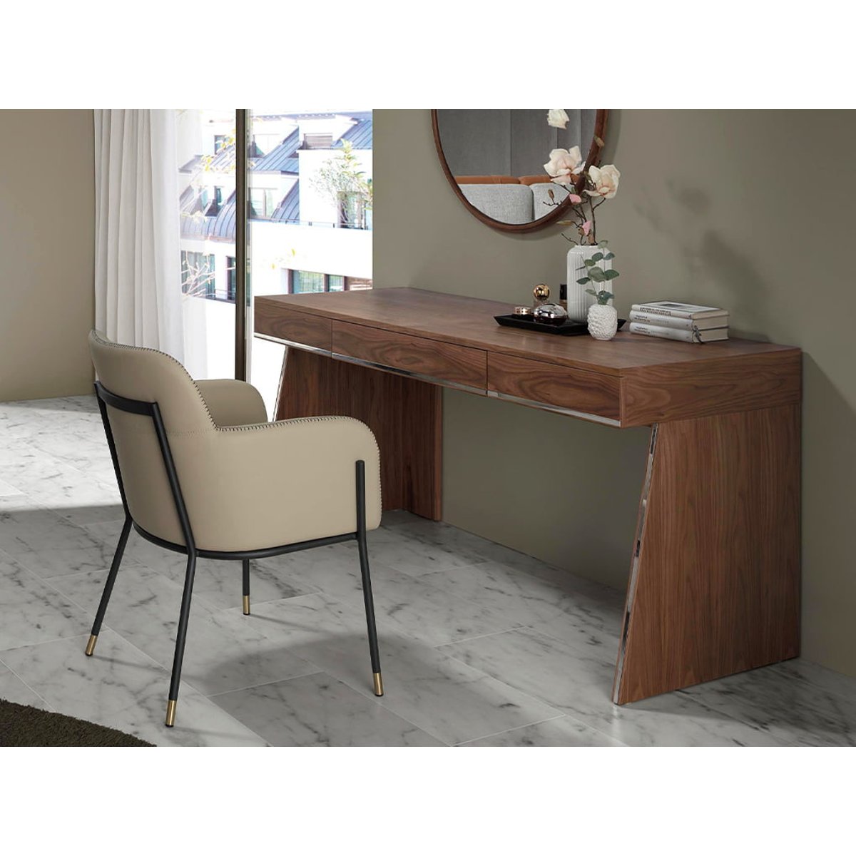 Bureau en noyer noyer | acier, ANGEL CERDA