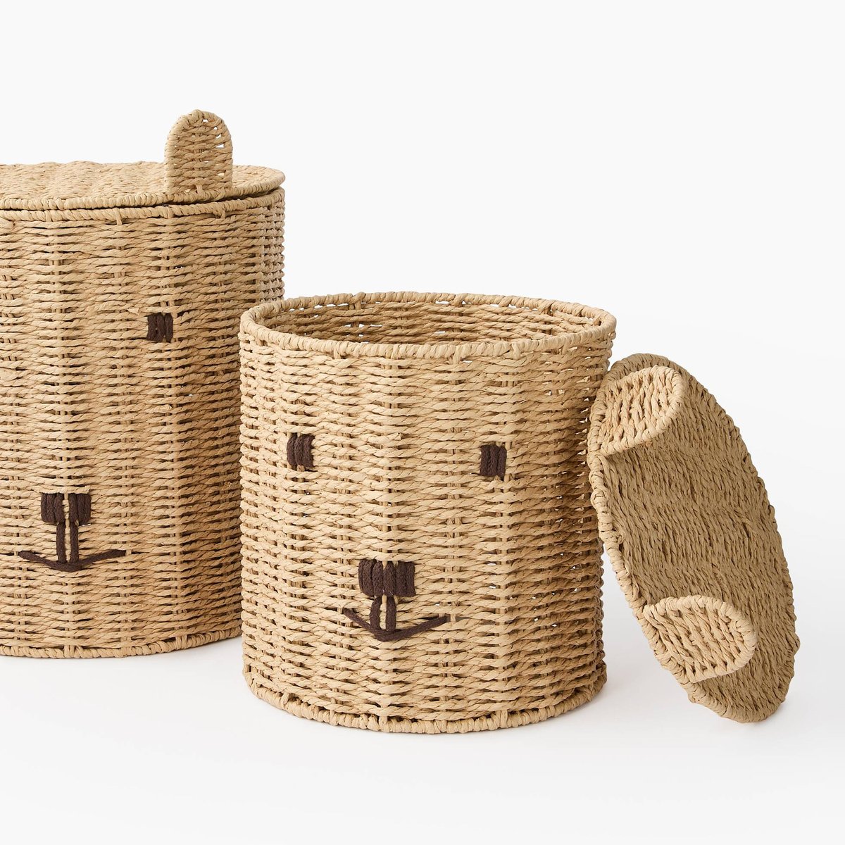 Panier ours avec couvercle, S:25x25x30 cm et M: 32x32x38 cm, en papier naturel, MONOPRIX
