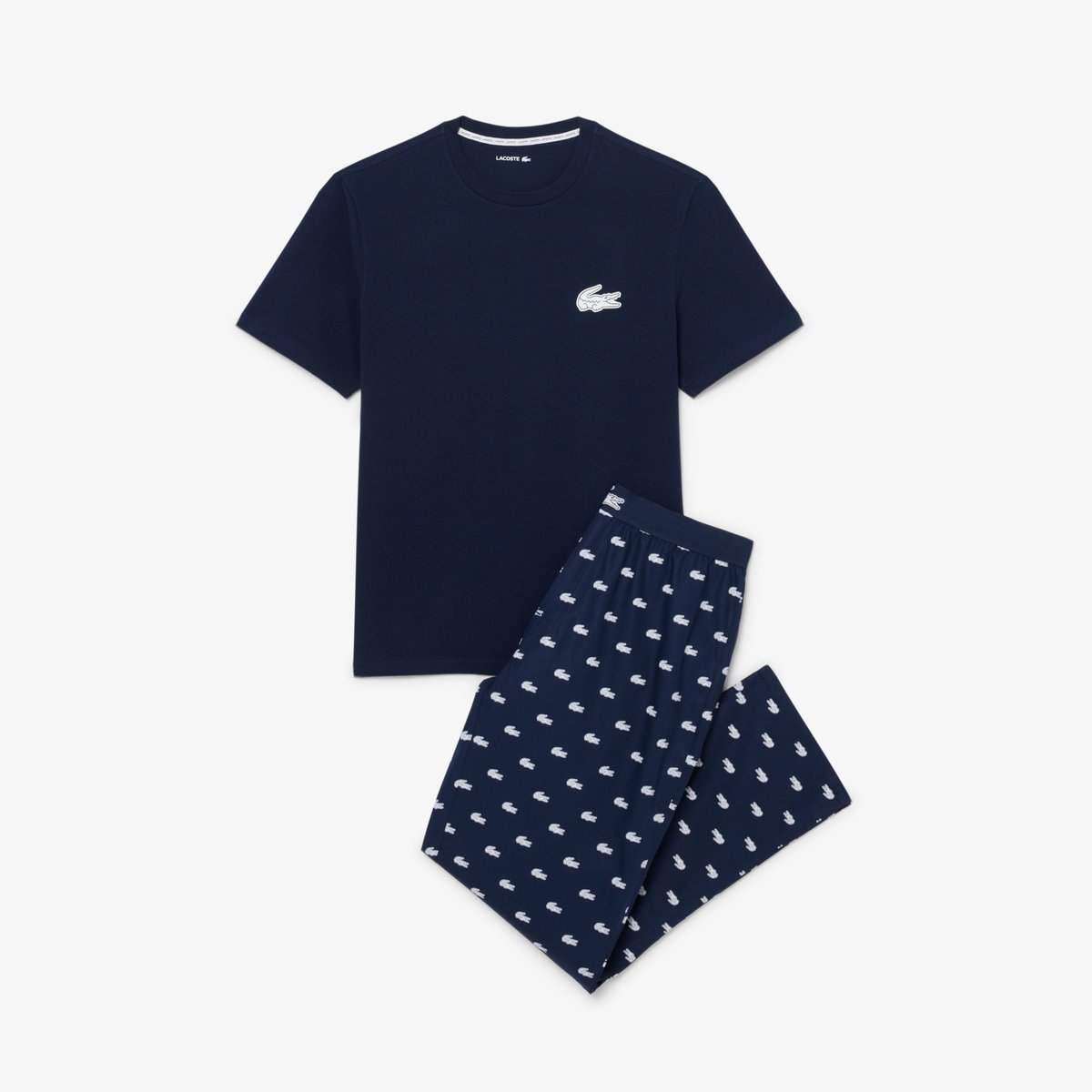 Ensemble de pyjama coton imprimé crocodile bleu-525, LACOSTE