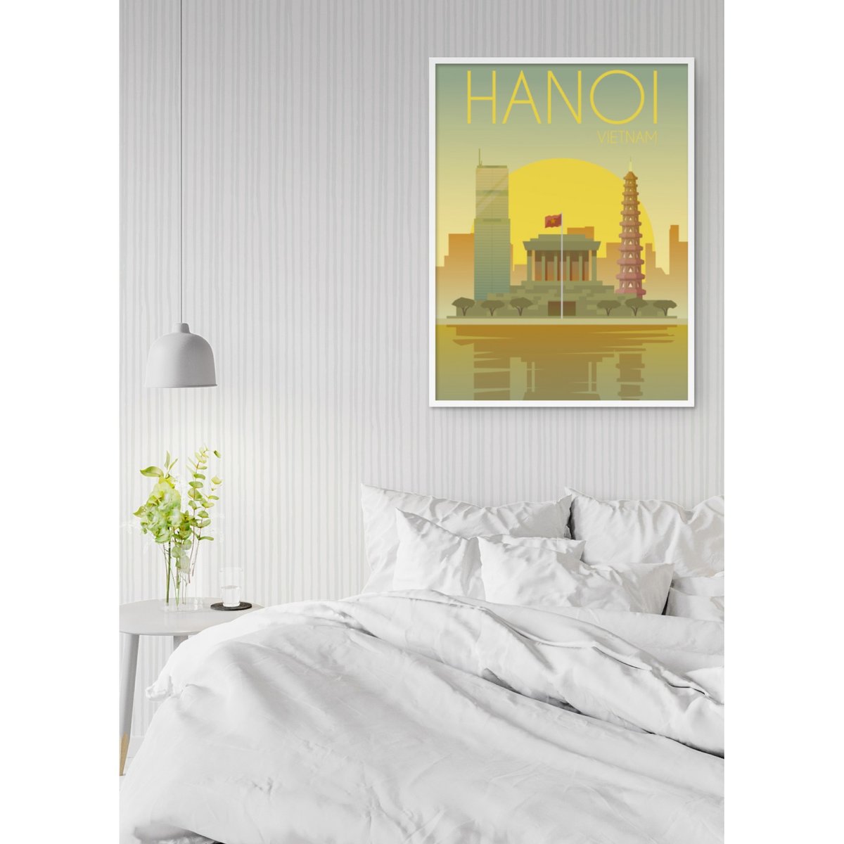 Affiche Vietnam Hanoi blanc, L'AFFICHERIE