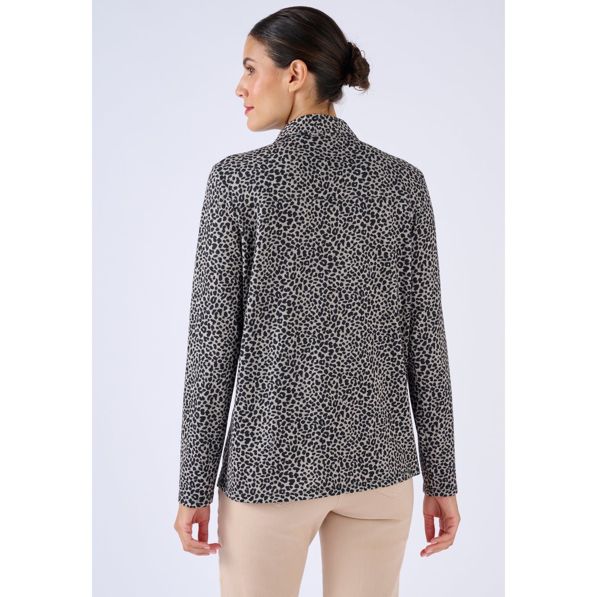 Chemisier en maille Thermolactyl noir animalier, DAMART