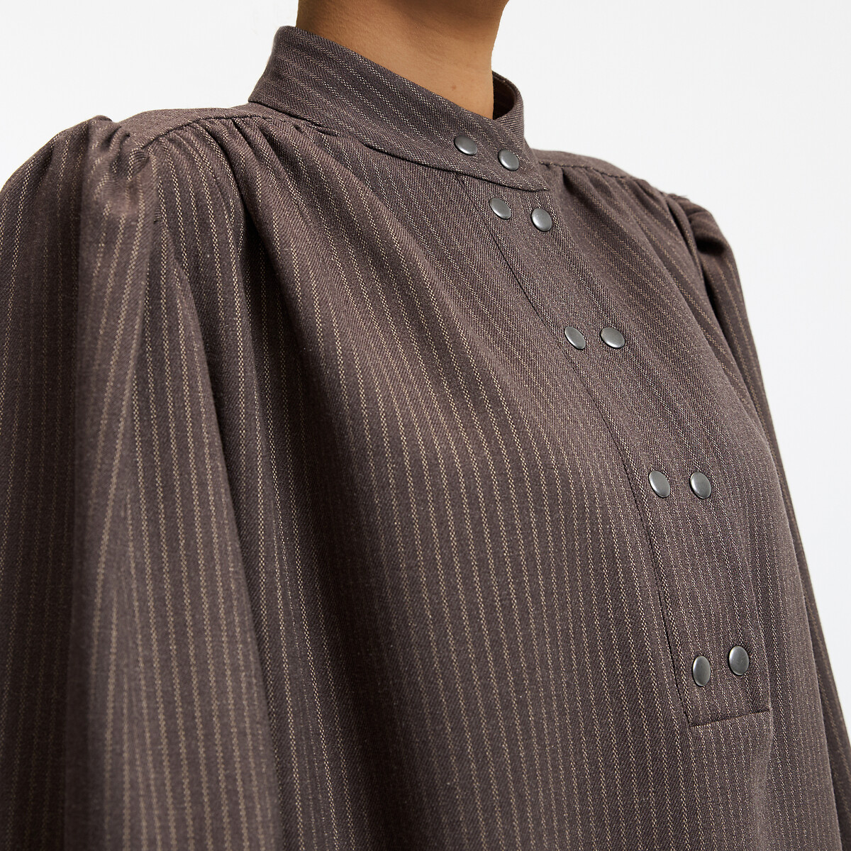 Robe courte à rayures manches longues rayé beige/marron, LA REDOUTE COLLECTIONS