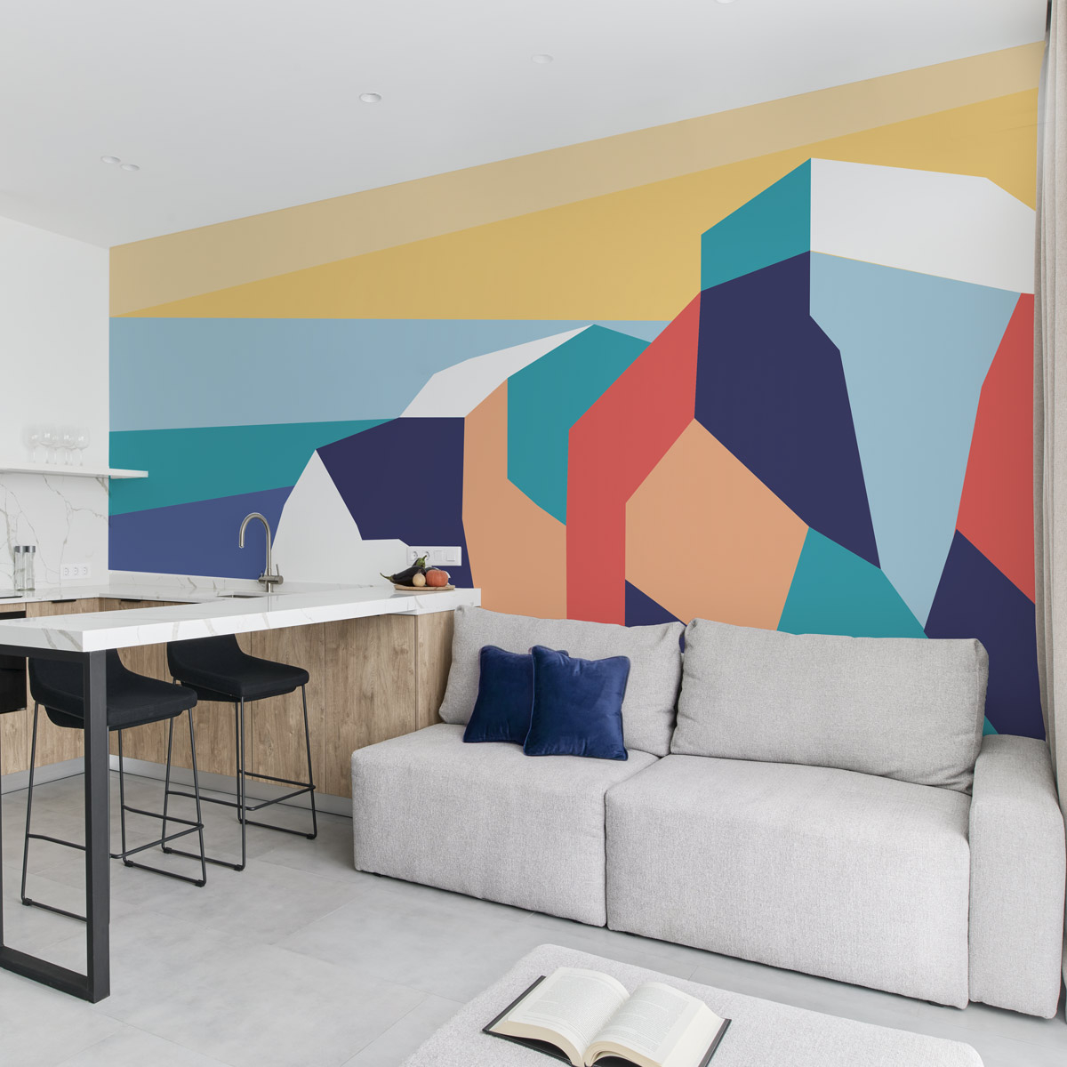 Papier peint panoramique Falaise d'aval, Orange 225 x 250cm couleurs, ACTE DECO
