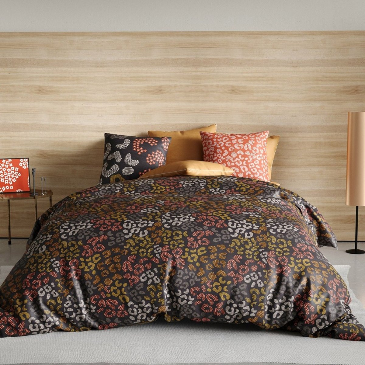Housse de couette 260x240 Onalia + 2 taies coton 57 fils gris, DECORATIE