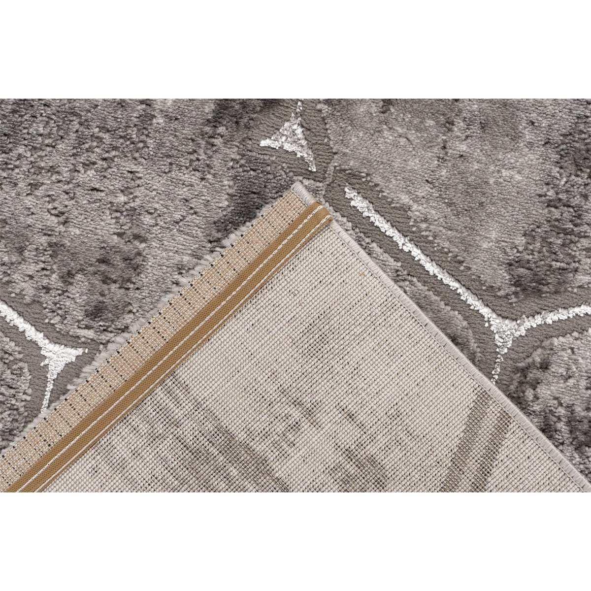 Tapis rectangulaire à motif géométrique gris argent clair et foncé, ARTE ESPINA